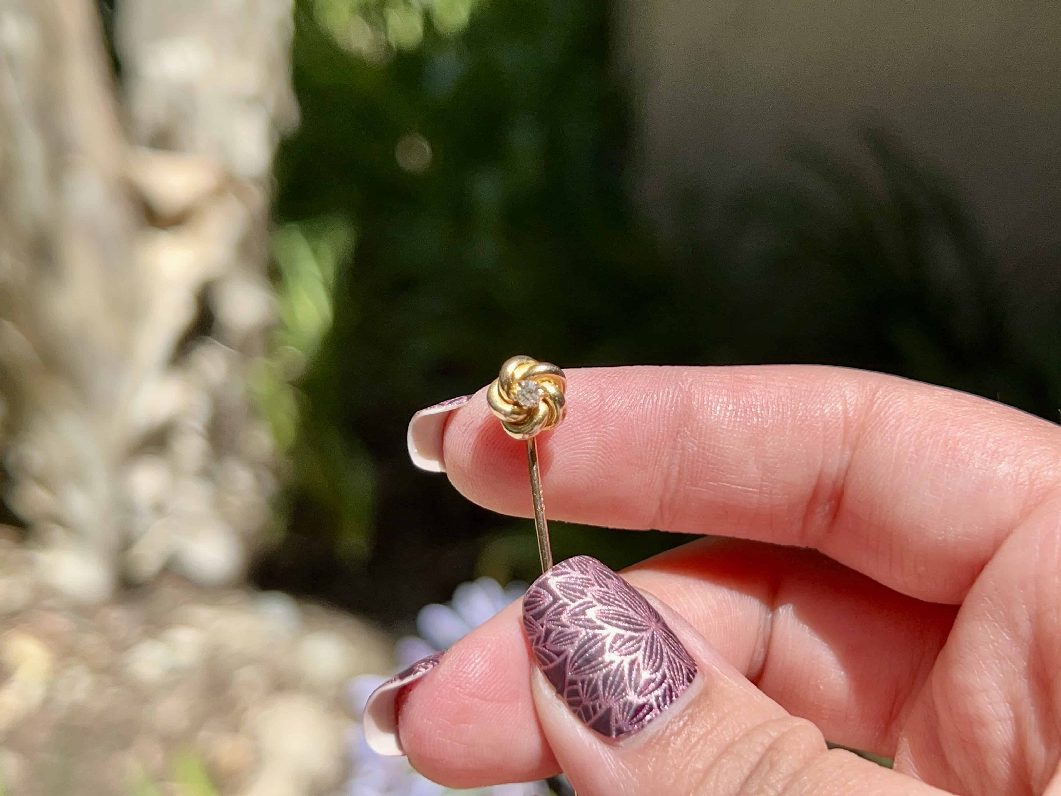 Victorian Gold Knot Diamond Stick Pin