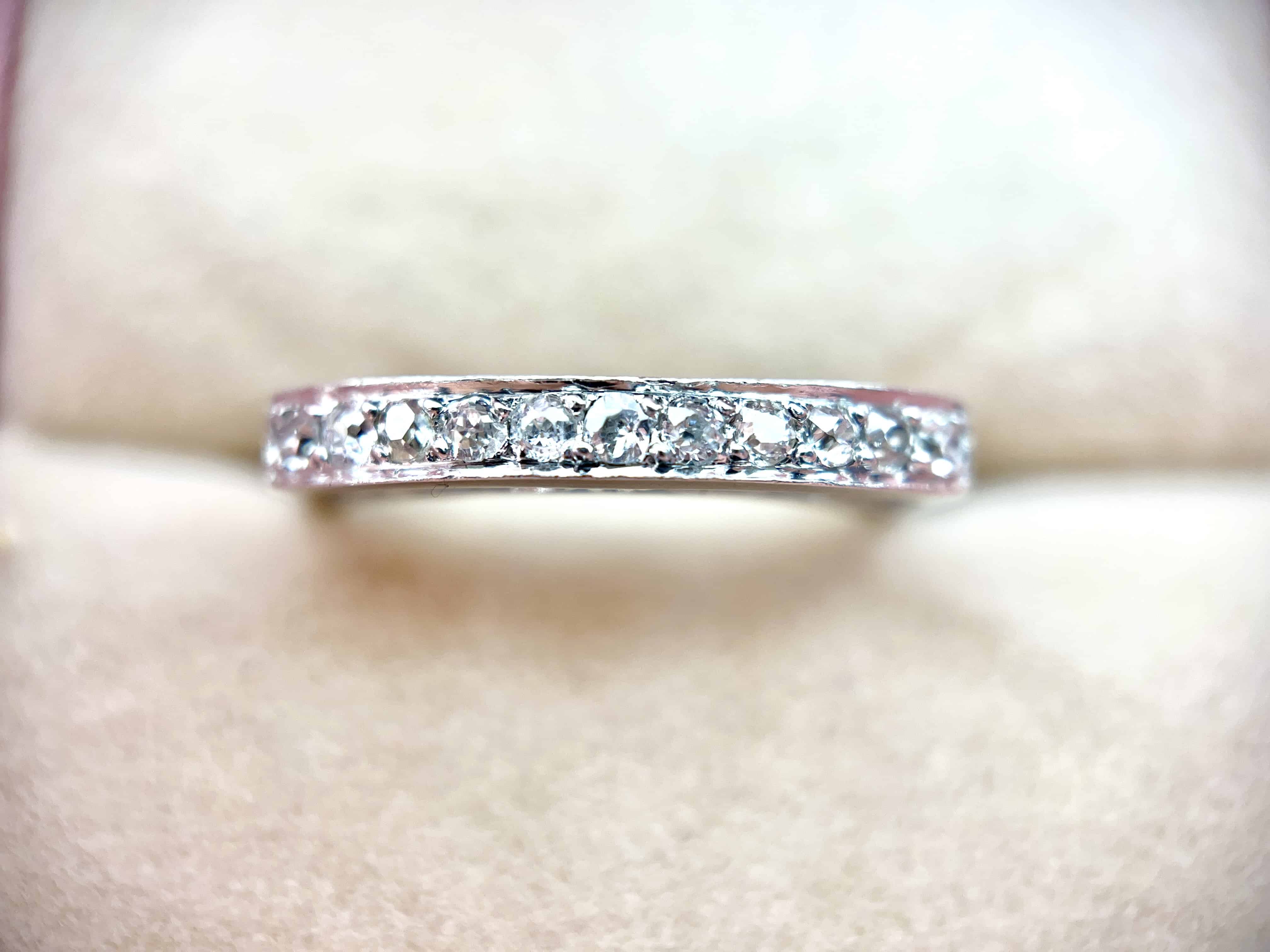 Art Deco Platinum Old European Diamond Ring, Size 7