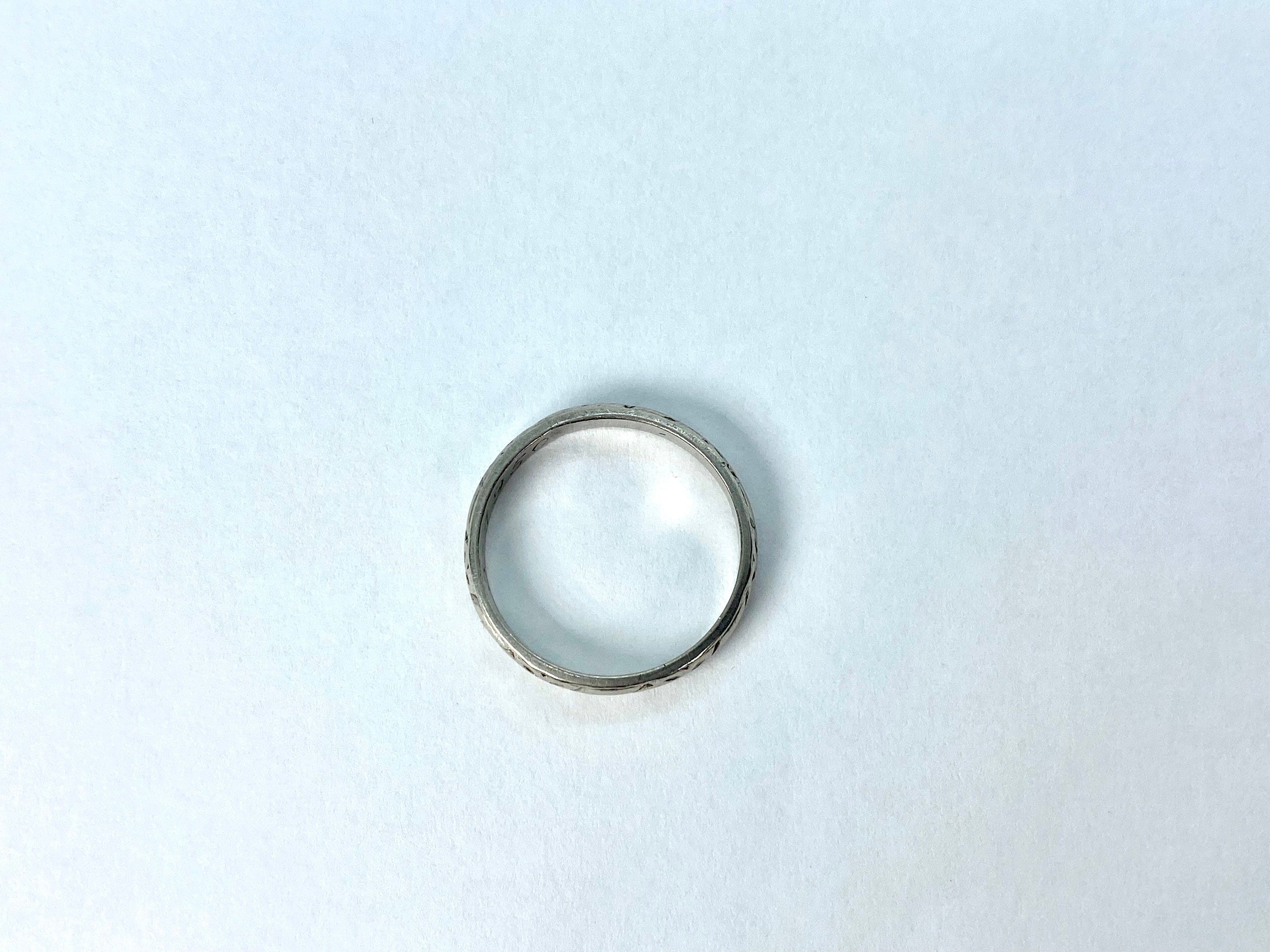Mid Century Platinum Wedding Ring, Paul 5-3-1950, Size 6.75