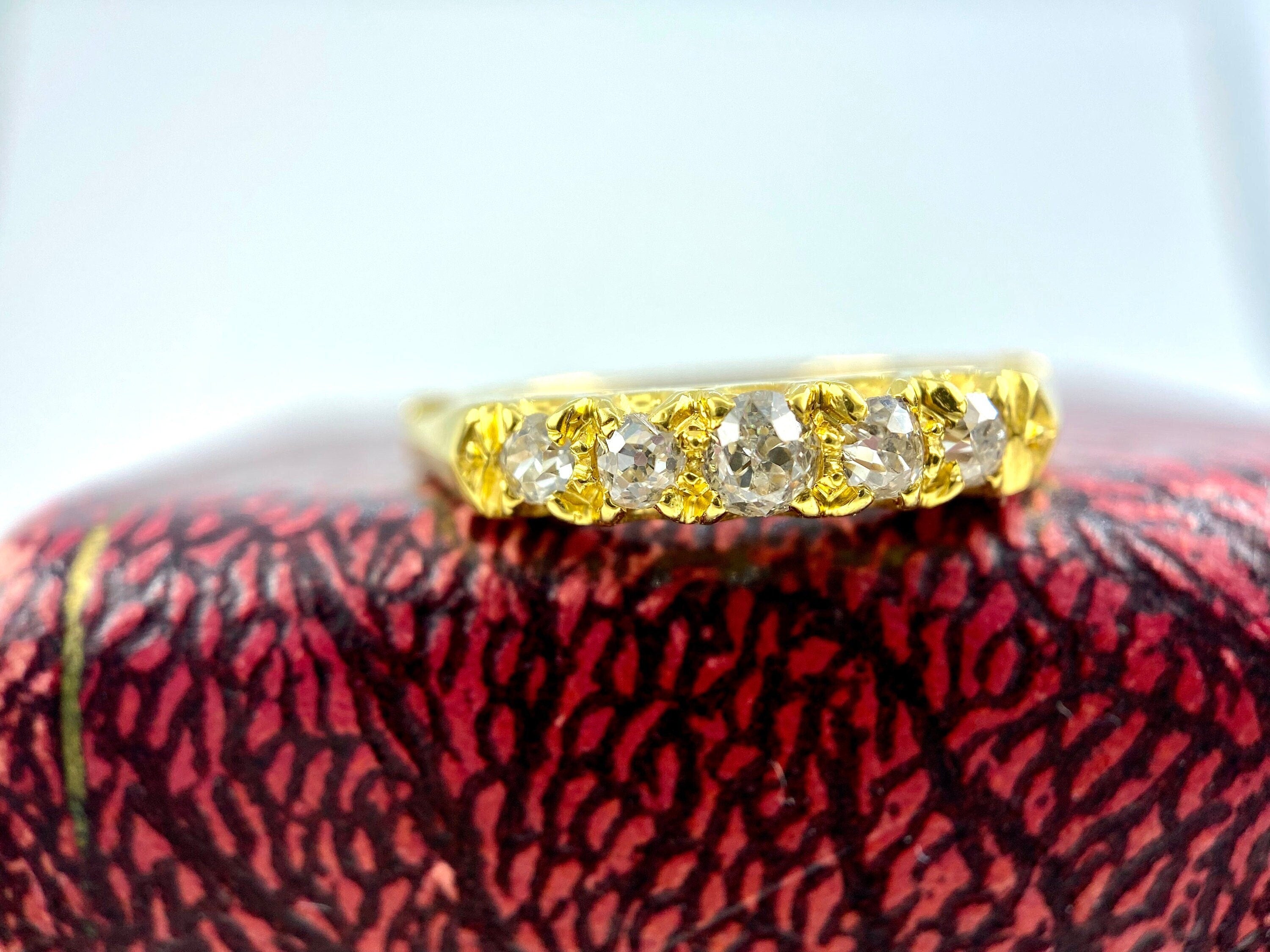 Vintage 14K Old Cut Diamond Band, Adjustable, Size 5.5