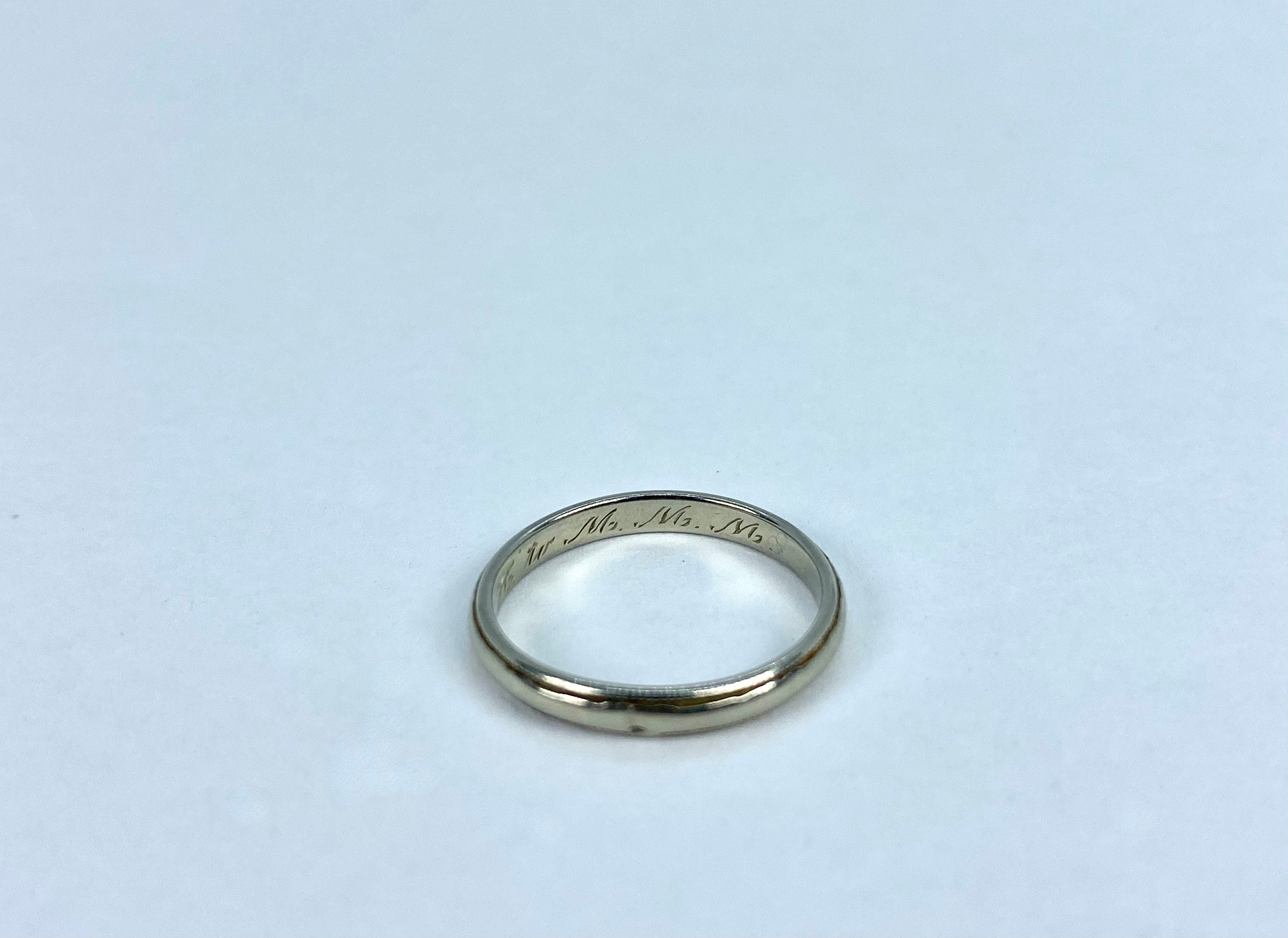 JR Wood Ring, W.C.H. to M.M.M., Vintage, Size 5.5