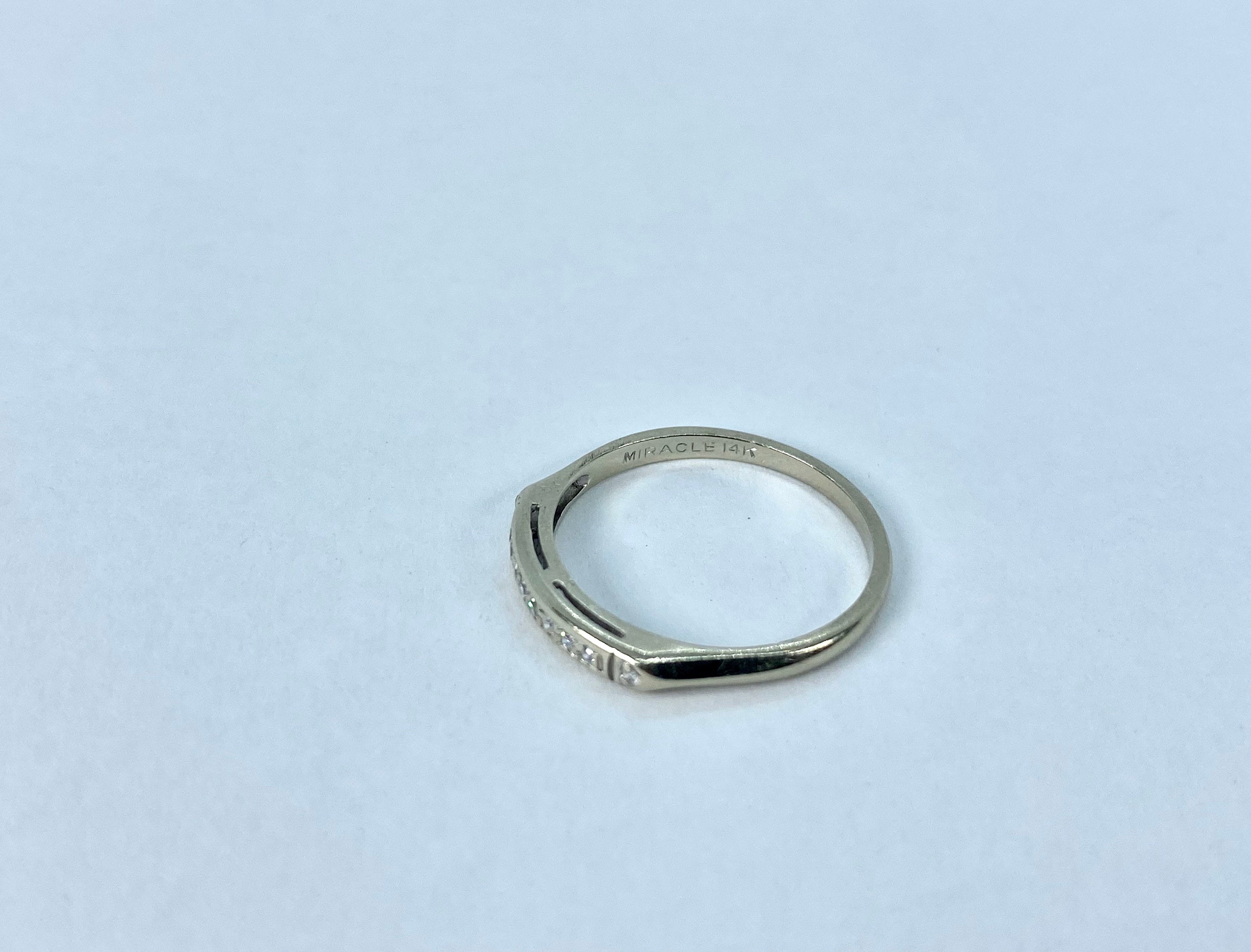 Vintage White Gold Single Cut Diamond Band, Size 5.75