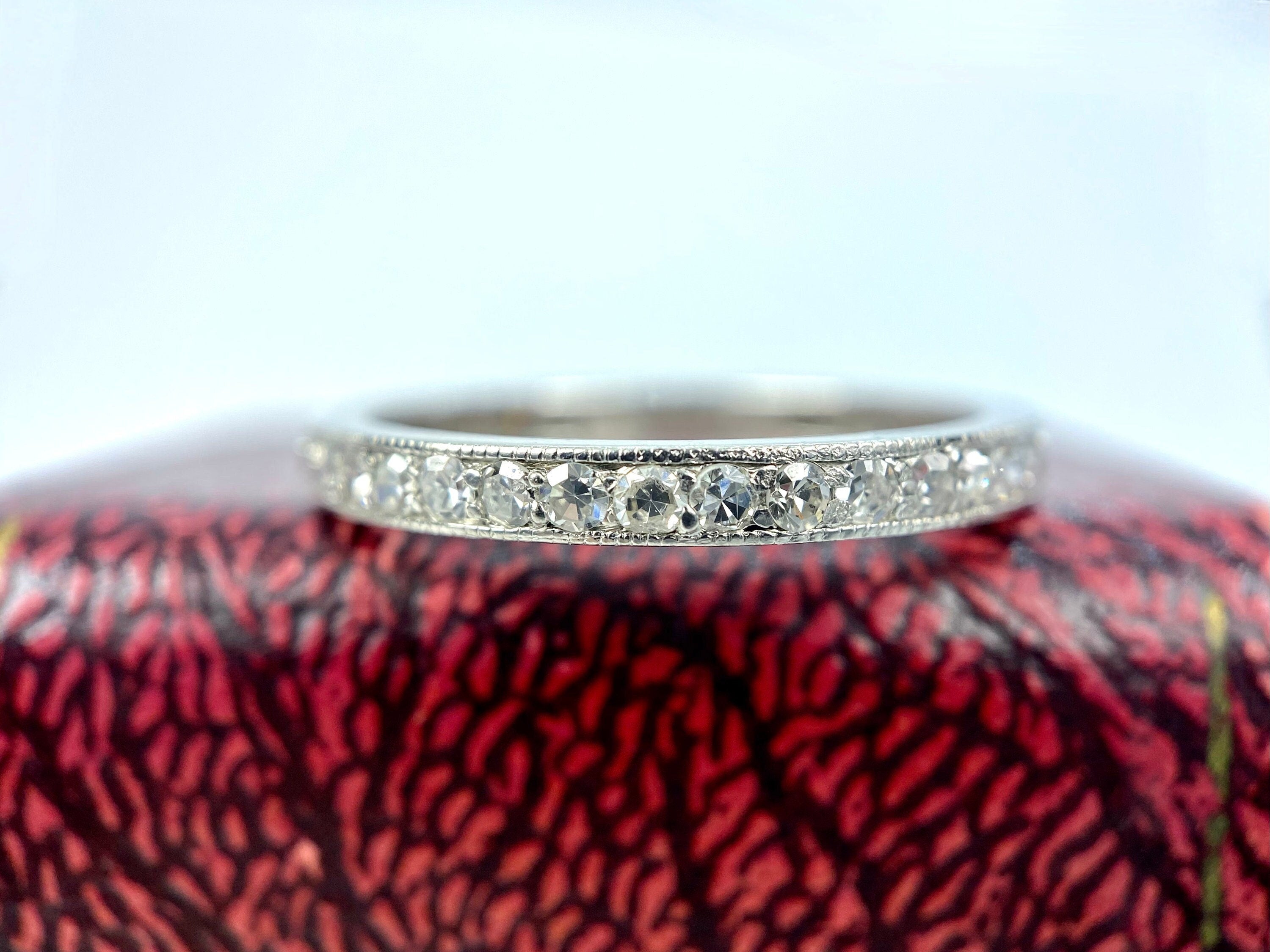 Vintage Tiffany Single Cut Diamond Platinum Eternity Ring, Size 9.5