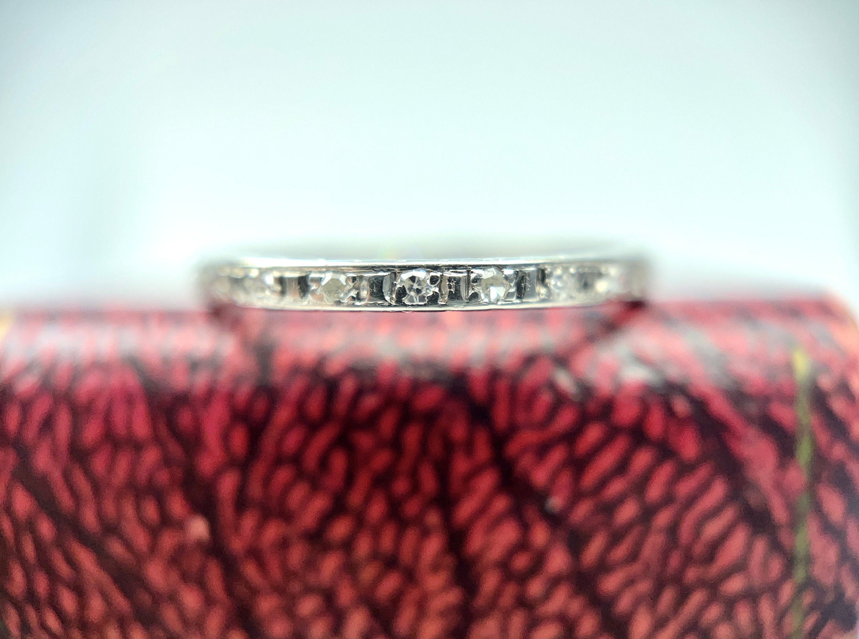 Platinum Art Deco Single Cut Diamond Eternity Band, SIze 8.5