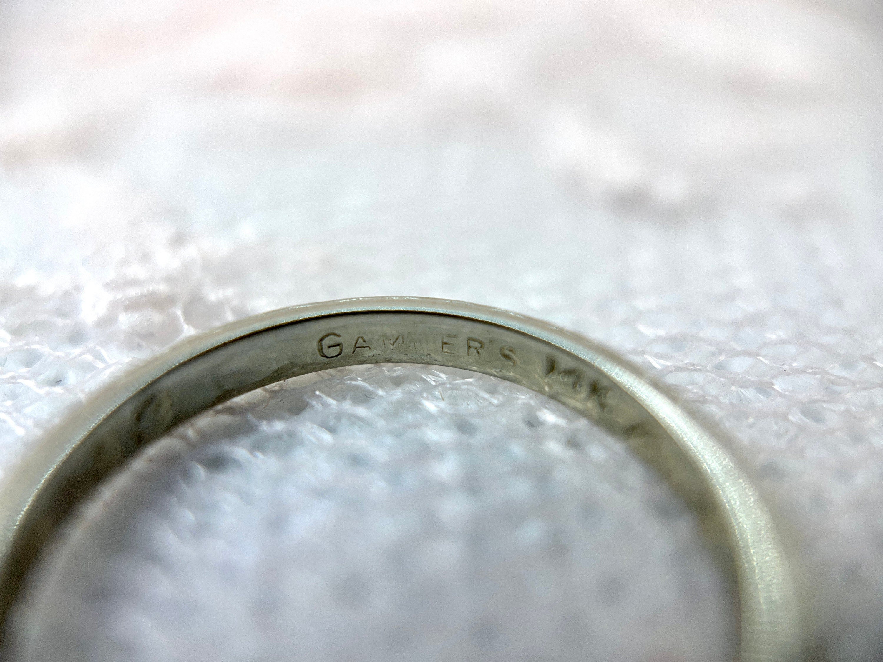 Vintage 14K White Gold Band, C. E. M Love H. L. C 7-18-53, Size 5.25